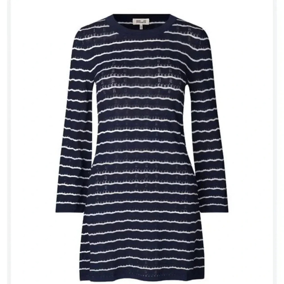 Baum Und Pferdgarten Dresses & Skirts - Baum und Pferdgarten Chrisanna Knit Pointelle Sweater Dress Size M Blue Striped
